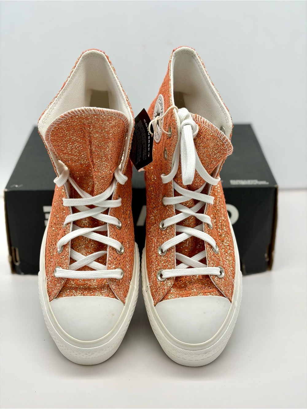 Converse High Top Platform Sneakers in Glitter Copper CTAS LIFT HI - Picture 3 of 10
